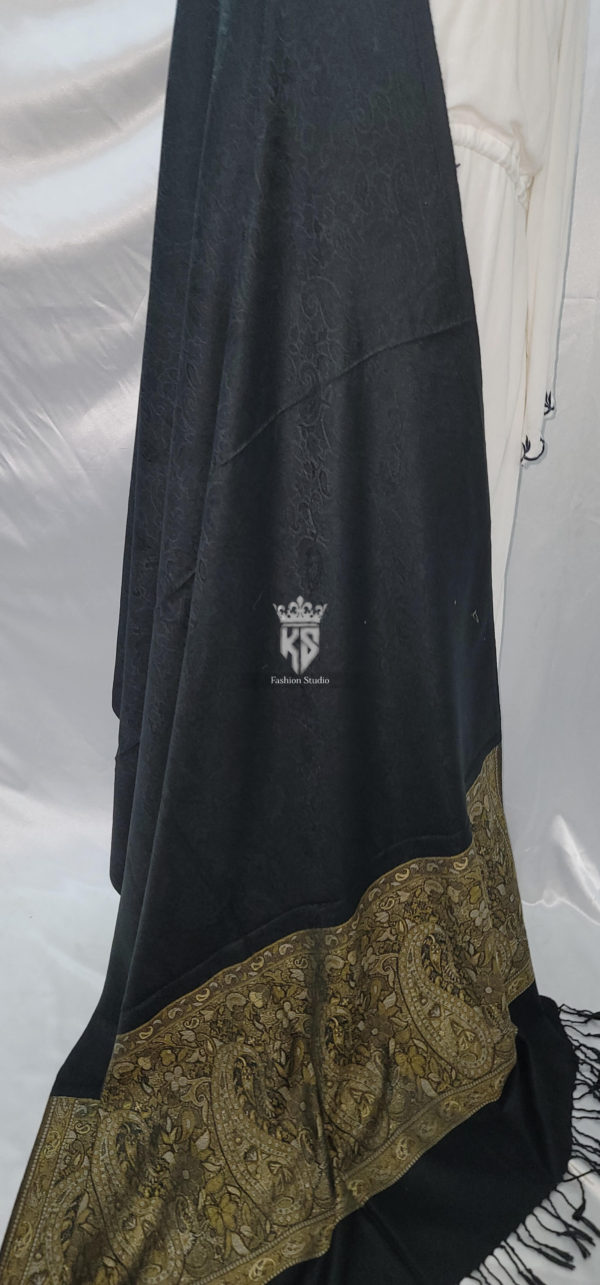 Kashmiri Winter Black Shawl - Image 2