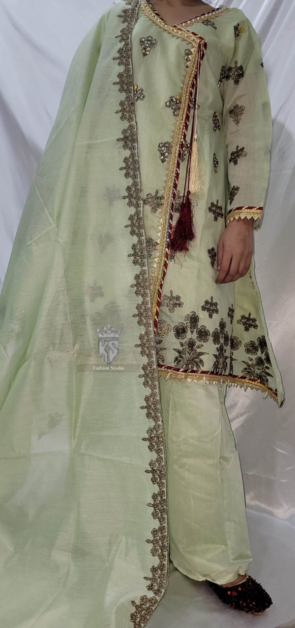 Light Green Banarsi Dress - Image 2