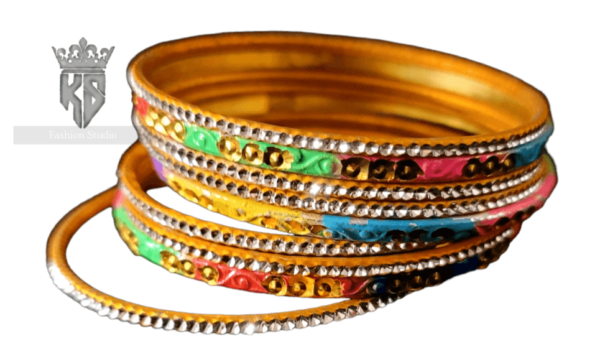 Matte Painted Golden Bangles - Image 2