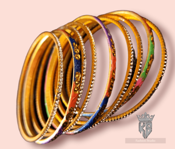 Matte Painted Golden Bangles - Image 3